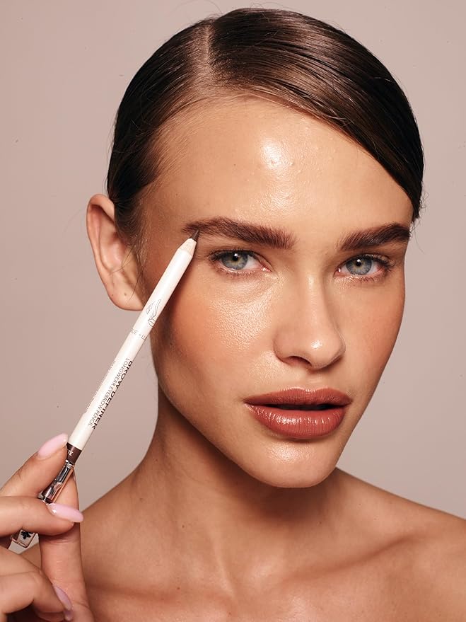 True + Luscious Brow Definer Pencil - Pomade & Powder Combo With Organic Castor Oil - Fills, Shapes Eyebrows - Waterproof - Brunette