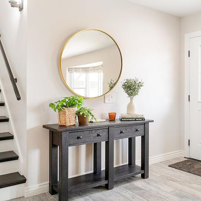 Fabuday Round Gold Mirror for Wall - 20 Inch Circle Mirror for Bathroom, Living Room Decor, Metal Golden Framed Small Circular Mirror