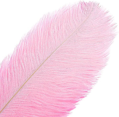 THARAHT 12PCS Ostrich Feathers Natural Bulk 16-18Inch(40-45cm) for Wedding Party Centerpieces Easter Gatsby Flower Arrangement and Home Decorate Ostrich Feathers,Pink