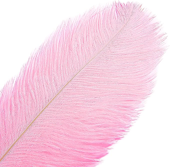 THARAHT 12PCS Ostrich Feathers Natural Bulk 12-14Inch(30-35cm) for Wedding Party Centerpieces Easter Gatsby Flower Arrangement and Home Decorate Ostrich Feathers,Pink