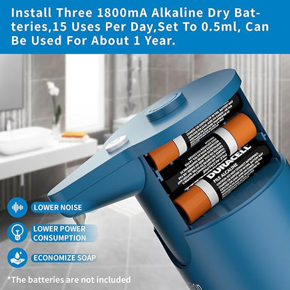 Automatic Soap Dispenser Touchless, Hands-Free, Multi Adjustable Volume, Long Battery Life, Compatible with Thick & Thin Dish/Hand Soap for Bathroom and Kitchen, Easy for Toddlers, Blue