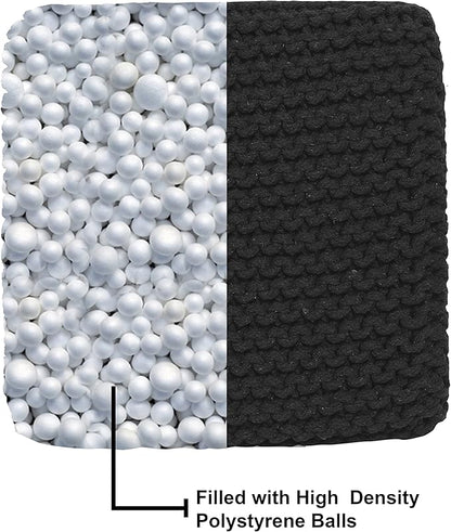 REDEARTH Cube Pouf Foot Stool Ottoman - Hand Knitted Poof - Cord Boho Pouffe - Home Décor - Stuffed Footrest for Living Room - Bedroom - Covered Patio (16" x 16" x 16") - Black