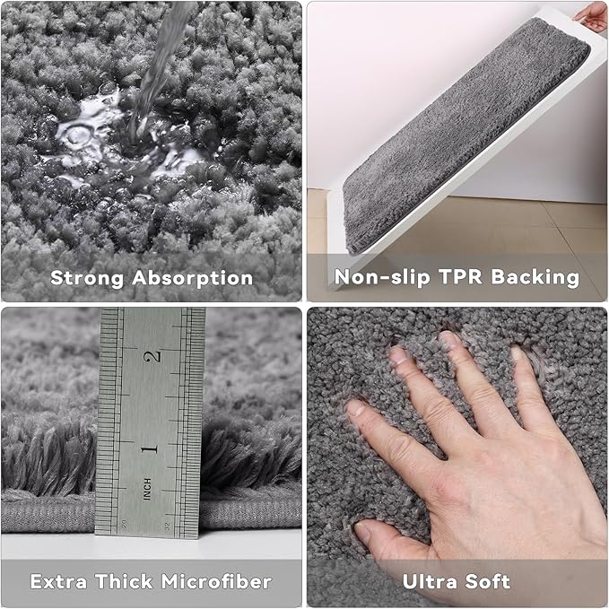 Bathroom Accessories Set with Glitter Shower Curtain and Bath Mats, 24 Piece Grey Shower Curtain Set,Bathroom Accessories Set Complete for Home Decor