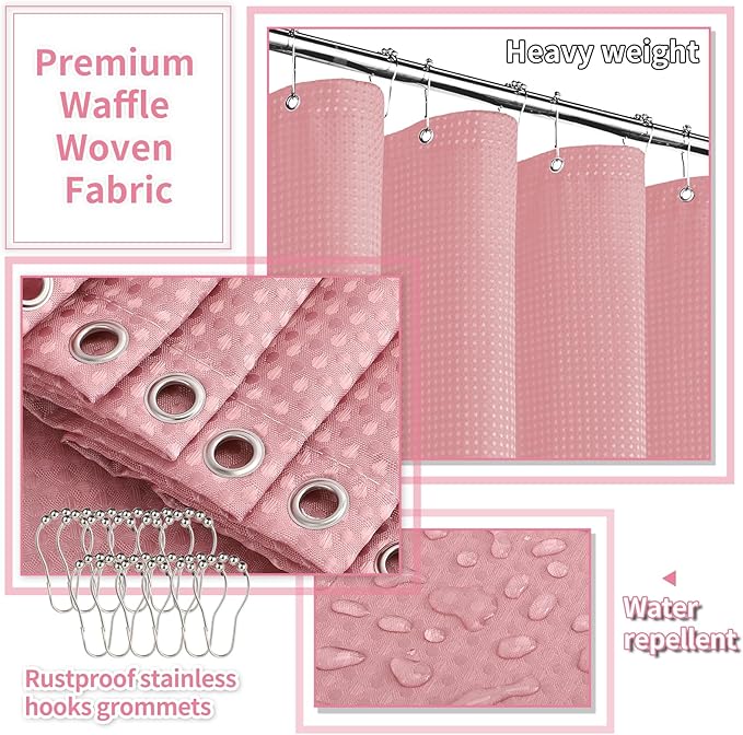 30PC Bathroom Accessories Set - Gorgeous Pink Bathroom Set, Bathroom Accessory Set, Pink Shower Curtain Set with 5PC Shower Caddy