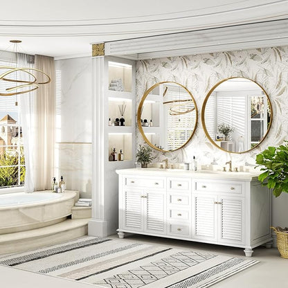 48 Inch Round Bathroom Mirror - Wall Mounted Circle Mirror with Metal Frame, Modern Mirror Suitable for Bathroom, Vanity, Entryway, Living Room, Wall Decor,Gold