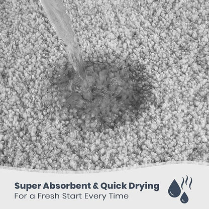 PURRUGS Bathroom Rug Non-Slip Machine Washable 30" x 46", Super Absorbent and Quick Dry Shaggy Microfiber Bath Mat, Extra Soft and Plush Bath Rug for Bathtub, Shower and Sink, Light Grey