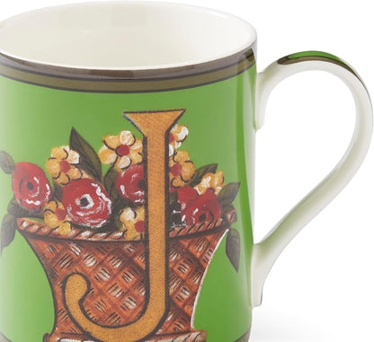 Spode Kit Kemp Alphabet Mug - Letter J Monogram in Fine China, 12oz Ceramic Coffee Cup for Hot Drinks, Personalized Drinkware for Unique Gifts, Dishwasher Safe Tea or Coffee Mug - Gift Box Included