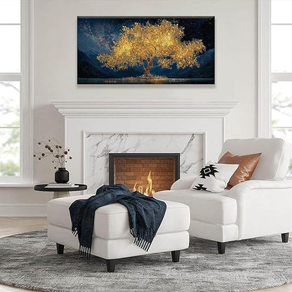 Wall Art For Living Room Gold Tree Of Life Landscape Print Painting Modern Canvas Art Wall Decor Prints Abstract Wall Decor Picture For Bedroom Apartment Office Wall Artwork Can Be Hung 24"X48"
