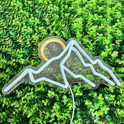 Ulalaza LED Decorative Lights USB Mountains Sunrise Sunset Led Neon Signs Home Decoration Wall Art Holiday Gift Brightness Adjustable 13.4''x6.7''