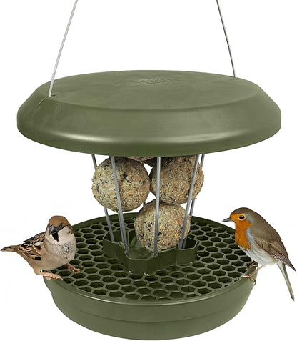SWISSINNO No Mess Bird Feeder Lucerne Smart Birds for Fat Balls - Feed Birds, not mice & Rats! Robust & Reliable for Hanging - Green