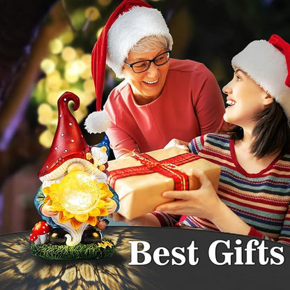 Solar Gnomes Garden Decor Outdoor Statues, Gnomes Gardening Gifts for Women Mom, Gnomes Decorations for Yard with Sunflower Decor Solar Lights for Outside, Patio, Lawn, Porch Decor