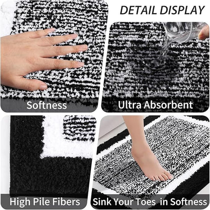 Bathroom Accessories Set - 23 PC Bathroom Sets with Shower Curtain and Rugs, Black Bathroom Set, Luxurious Stainless Steel Bathroom Trash Can, Toilet Brush & Soap Dish