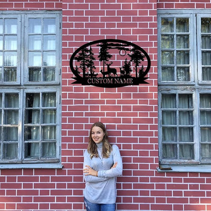 Personalized Deer Metal Cabin Sign | Custom Metal Sign | Personalized Camping Signs | Deer Hunter Gift | Custom Signs Outdoor Metal | Custom Family Name Sign | Cabin Decor | Porch Sign