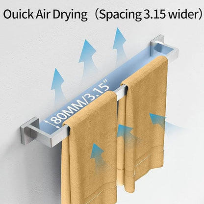 Bathroom Towel Bar, 24 Inch Towel Racks for Bathroom Wall Mounted, Stainless Steel Towel Rail Hanger for Wall, Nickel Towel Holder for Wall, Kitchen(2 Pack)