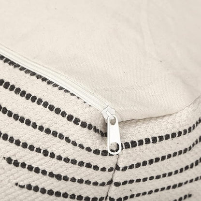 REDEARTH · UNSTUFFED Pouf Ottoman Cover Textured Boho Storage Square Home Decor Poof Pouffe Space Saver Footrest for Living Room, Bedroom, Nursery, Kidsroom; 100% Cotton (18"x18"x18"; Black)