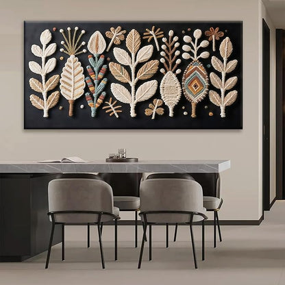 Tsomzxng Large Boho Black Wall Art For Living Room Chic Home Wall Art Modern Multicolor Leaves Feather Canvas Wall Art Decor Picture For Bedroom Apartment Kitchen Home Wall Decor 29" W X 58" L