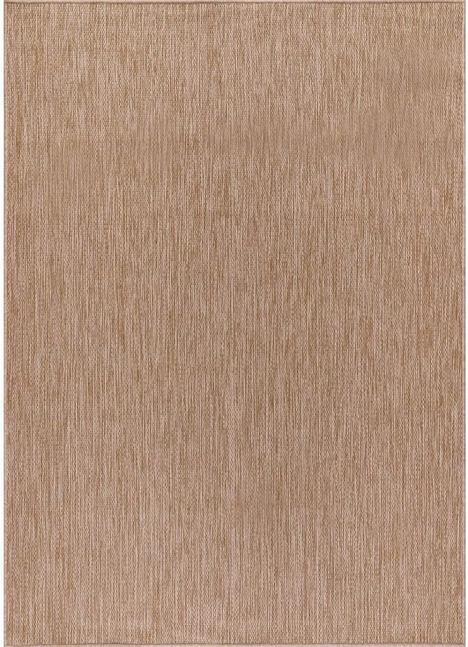 Washable Indoor Outdoor Rug 8x10 Weather Resistant Area Rugs Modern Solid Jute Rug for Porch Deck Balcony Backyard Patio Outside Carpet (8 X 10 Jute Beige)