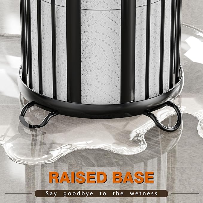 Toilet Paper Holder Stand, Freestanding Toilet Tissue Organizer, Minimalistic Storage Solution, Reserve Mega Rolls,Modern Black-2PACK