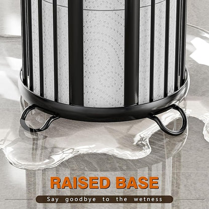 Toilet Paper Holder Stand, Freestanding Toilet Tissue Organizer, Minimalistic Storage Solution, Reserve Mega Rolls,Modern Black-2PACK