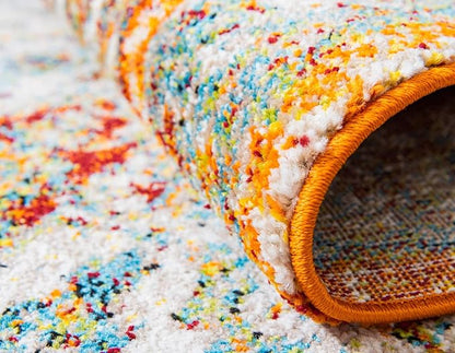 Unique Loom Rosso Collection Vintage, Traditional, Bohemian, Geometric, Distressed, Southwestern Area Rug (9' 0 x 12' 0 Rectangular, Beige/Orange)