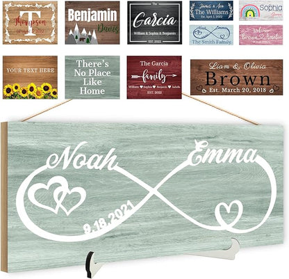 Custom Wood Sign Prsonalized Text Business Home Decor, Personalized Rustic Plaque Board Hanging Wooden Name Sign for Wall Art, Customized Signs Plank Decoration Gifts for Wedding Family Farmhouse Kitchen, Rectangle