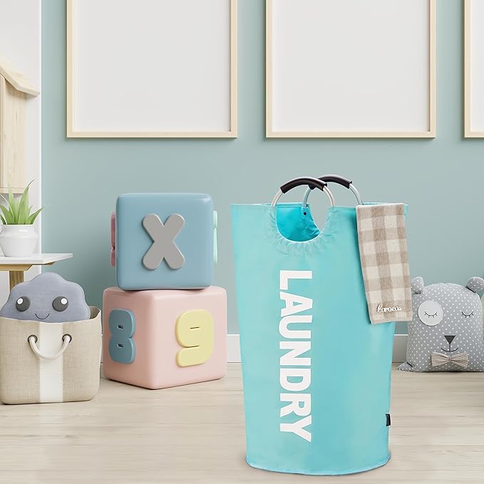 Caroeas 90L Laundry Basket (13 Colors), Waterproof Laundry Hamper, Laundry Bag with Padded Handles, Clothes Hamper Stands Up Well, Collapsible Laundry Basket Easy Storage