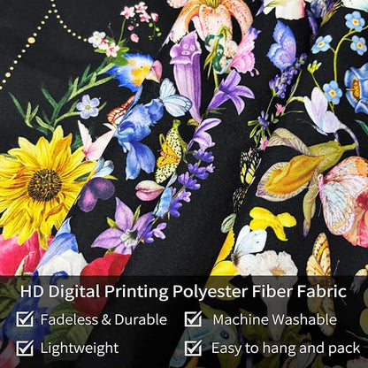 Damanse Butterfly Tapestry Wall Hanging Cute,Boho Wall Tapestry for Bedroom Aesthetic,Flower Living Room Decor for Teen Girls (Black, 49.20" x 59.10")