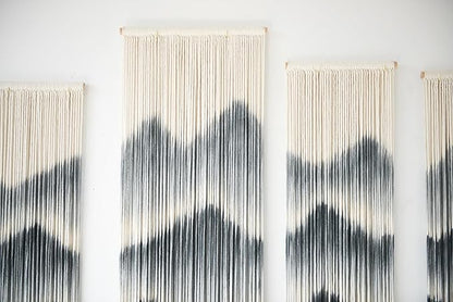 IOWER Large Macrame Wall Hanging 5Pcs Handmade Dip-Dyed Mountain Wall Decor Combination Suspension Bedroom Living Room Modern Fiber Yarn Wall Art
