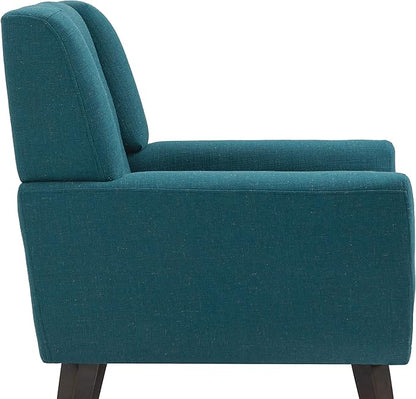 UIXE Accent Chair Modern Arm Chair, Mid Century Upholstered Club Armchair, Comfy Single Lounge Sofa Living Room Button Tufted Armrest Reading Seat Bedroom Side Seating, Turquoise Blue