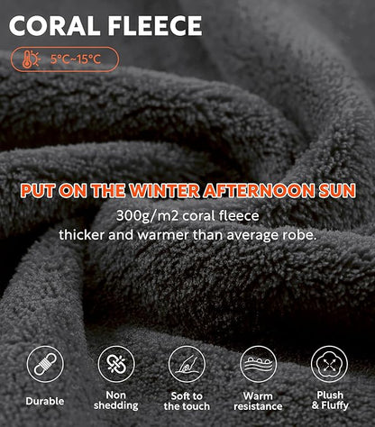 DAVID ARCHY Men's Soft Fleece Plush Robe Full Length Long Bathrobe