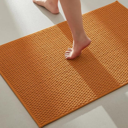 Bathroom Rugs Non Slip Washable, Super Absorbent Thin Bath Mat Quick Dry Low Pile Bathroom Rug, Orange 24"x36"