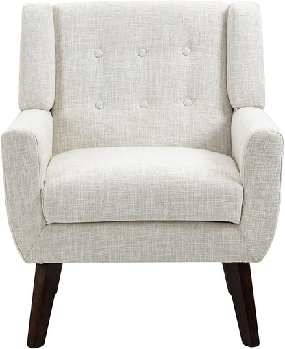 UIXE Accent Chair, Modern Upholstered Armchair in Fabric for Living Room, Comfy Club Arm Chairs Single Sofa Button Tufted Bedroom Reading Seat - Beige, Set of 4