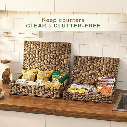 Set of 2 Decorative Storage Boxes With Lids for Home Decor, Shelves