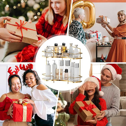 Seoneiro 2 Tier Corner Bathroom Counter Organizer, Cosmetic Skincare Organizer, Bathroom Countertop Perfume Tray Vanity Organizer, Kitchen Spice Corner Storage Shelf