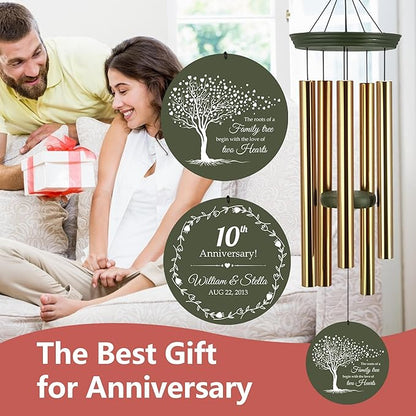 ASTARIN Tree of Life Wind Chimes, Personalized Wind Chimes for 50th Anniversary for Parents Couple, Romantic Idea for Mom Dad Keepsake Gifts