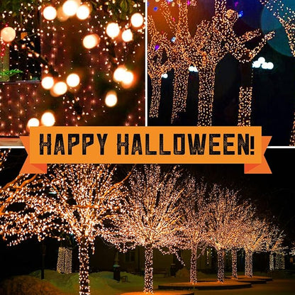 100LIGHTS Orange Extra-Bright with End Connectors Halloween Decorative Lights 5.98m UL Certified Mini String Light Set Waterproof for Halloween Home Garden Christmas Tree Party Patio Wedding