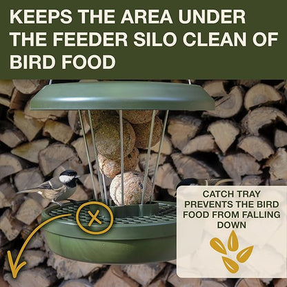 SWISSINNO No Mess Bird Feeder Lucerne Smart Birds for Fat Balls - Feed Birds, not mice & Rats! Robust & Reliable for Hanging - Green
