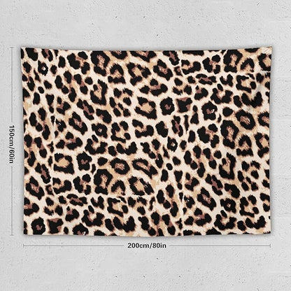 HZOHNAGO Leopard Print Tapestry Rustic Brown Leopard Wild Animal Printed Wall Tapestry Painting Wall Hanging for Bedroom Living Room Dorm 80" W x 60" H