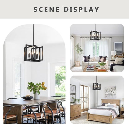 ANKYLHUA Black Chandelier,6-Lights Ceiling Light Fixture E12,Adjustable Hight Pendant Lights Kitchen Island,Chandeliers for Dining Room Bedroom,Entryway,Foyer