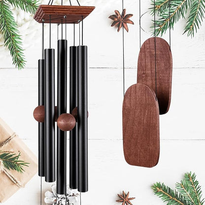 Wind Chimes for Outside Deep Tone, 36in Sympathy Wind Chimes Outdoor Clearance, Gifts for Mother's Day and Christmas, Outdoor Decor for Garden, Patio, Yard（Wood Wind Chime, Black）