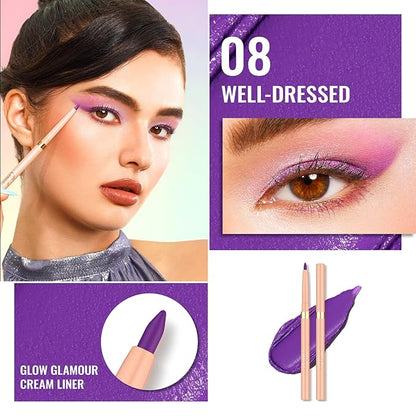 Oulac Matte Purple Eyeliner Pencil, Waterproof Retractable Eye Liner Pen, Smooth and Creamy Eye Makeup for Precision Application Vegan & Cruelty-Free, 08 Well-dressed