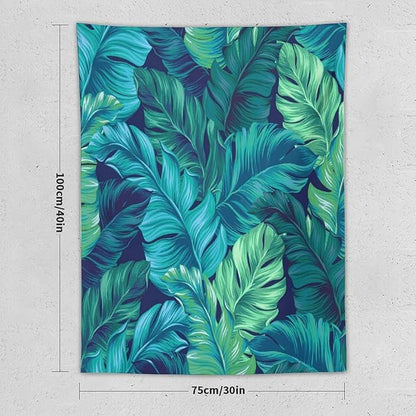 ICMOLYYENLO Tropical Green Plant Tapestry, Green Palm Leaves Natural Landscape Print Wall Tapestry for Bedroom Living Room Dormitory 60x60 Inch