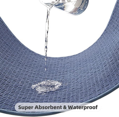 Small Bathroom Rugs Non Slip Washable Bath Rugs Super Absorbent Bathroom Rug Thin Quick Dry Low Pile Bath Mats, Denim Blue 12"x12"