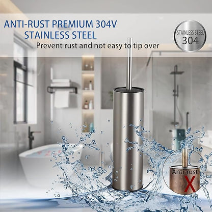 BGL Toilet Brush and Holder,Stainless Steel Toilet Brushes for Bathroom with Holder, Toilet Bowl Brush and HolderBrushed Nickel