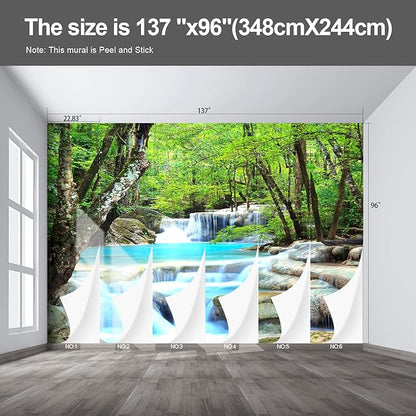 Forest Landscape Wall murals Woodland Tree Peel and Stick Wallpaper for Bedroom Living Room - 96"x137"