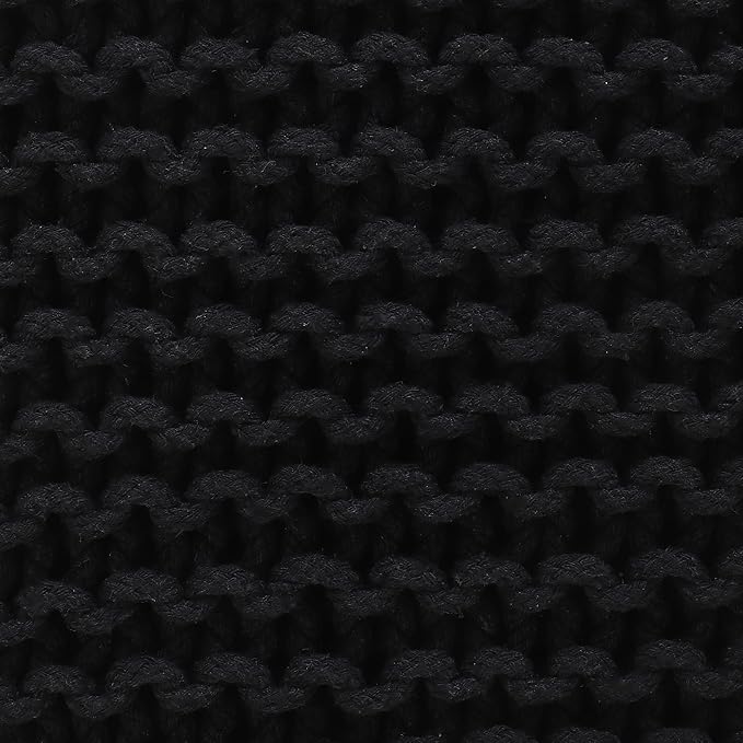 REDEARTH Cube Pouf Foot Stool Ottoman - Hand Knitted Poof - Cord Boho Pouffe - Home Décor - Stuffed Footrest for Living Room - Bedroom - Covered Patio (16" x 16" x 16") - Black