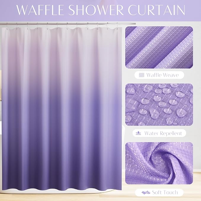 32PCS Bathroom Accessories Set Bathroom Set,Purple Shower Curtain Set,Bath Towel Set,Hand Towel,Toilet Brush,Trash Can & 3PCS Soap Dispenser