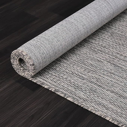Washable Indoor Outdoor Rug 8x10 Weather Resistant Area Rugs Modern Solid for Porch Deck Balcony Backyard Patio Outside Carpet (8 X 10 Silver Grey)