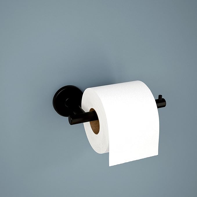 Delta Trinsic (1-Pack) Toilet Paper Holder Matte Black Tissue Roll Holder for Bathroom Organization and Storage Single Post Toilet Tissue Holder Wall Bathroom Accessories 75950-BL