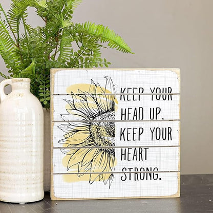 Simply Said, INC Perfect Pallets Petites - Keep Your Head Up. Keep Your Heart Strong - 8 x 8 in Distressed Rustic Wood Sign PET20188